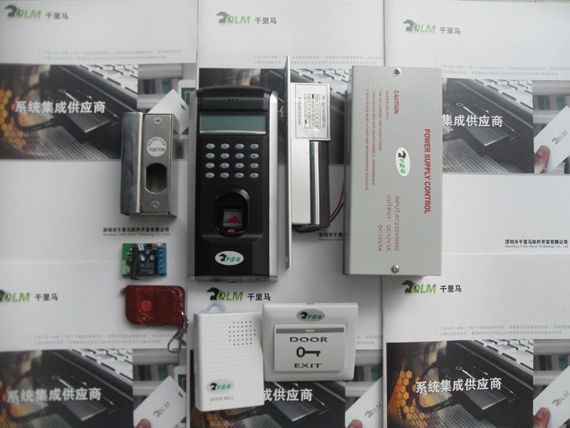 指紋門禁考勤機/單扇開電插鎖/后備電源